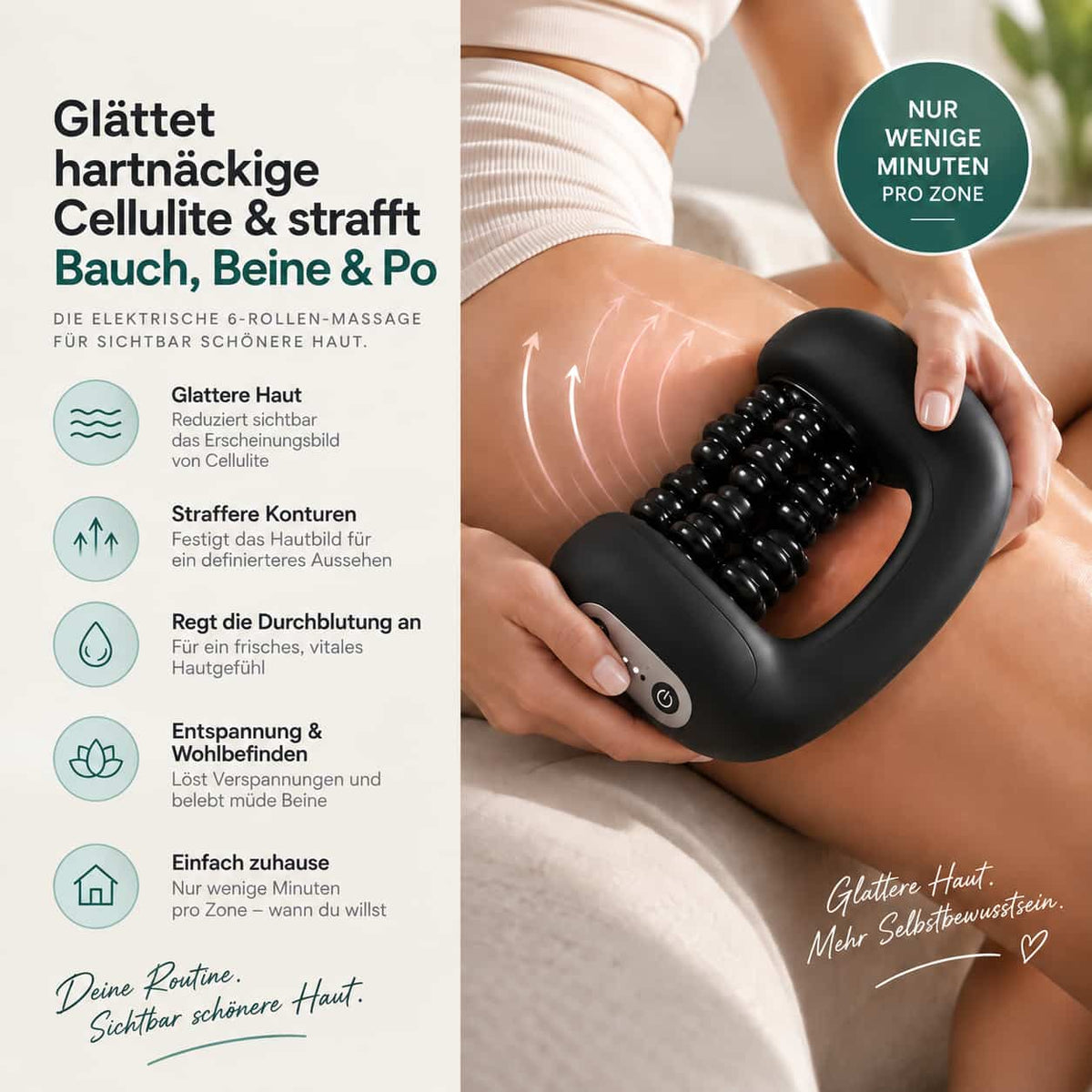 CelluRoll 6: Glättet hartnäckige Cellulite & strafft Bauch, Beine & Po
