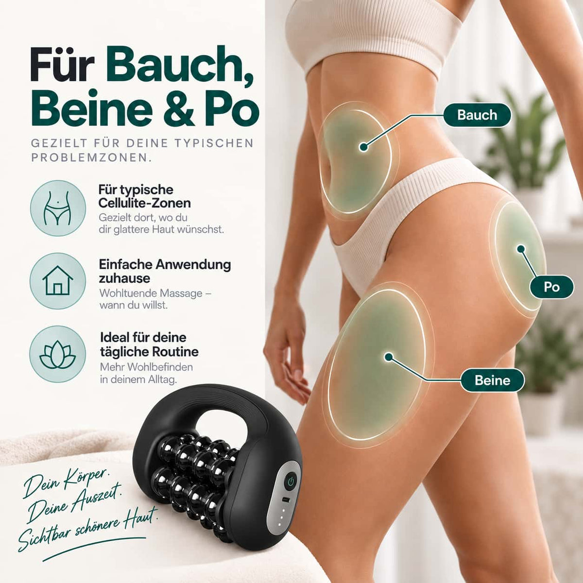 CelluRoll 6: Glättet hartnäckige Cellulite & strafft Bauch, Beine & Po